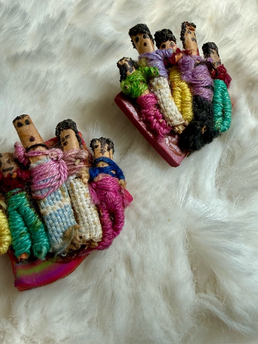 2 Vintage Worry Dolls Brooches Button Covers